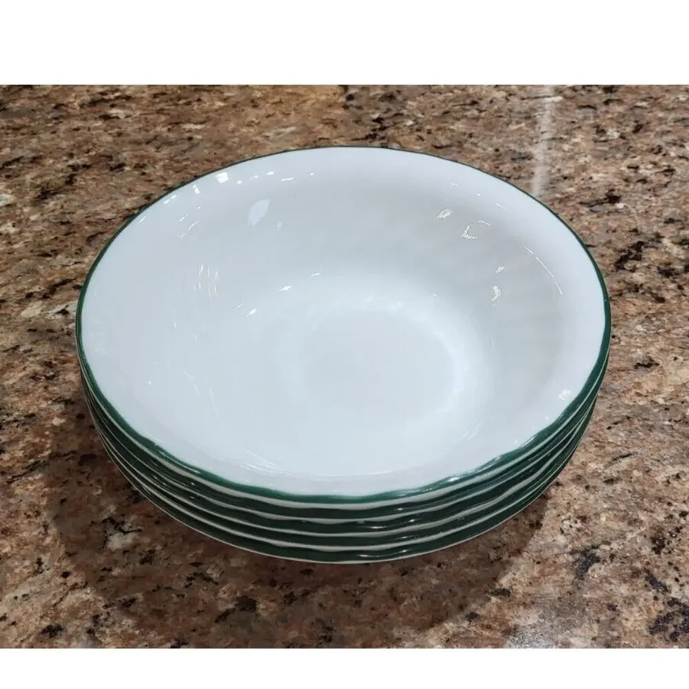 Set of 5: Corelle Callaway Ivy Soup Salad Bowls White Green Rim